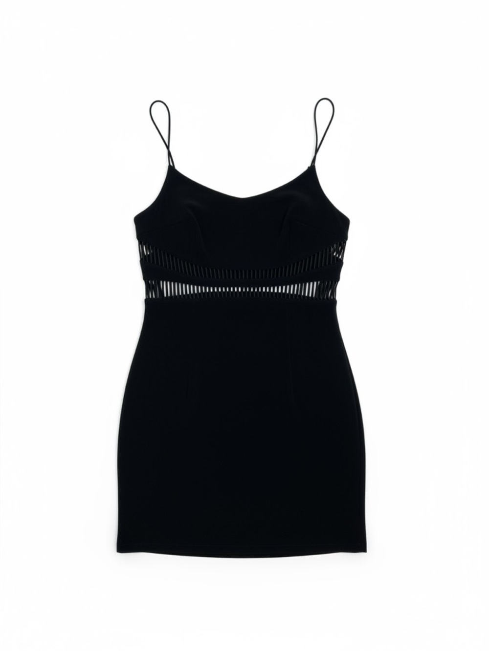 Vintage Caché Cutout Cocktail Mini‎ Dress Black Bodycon Strappy Women's 4 US